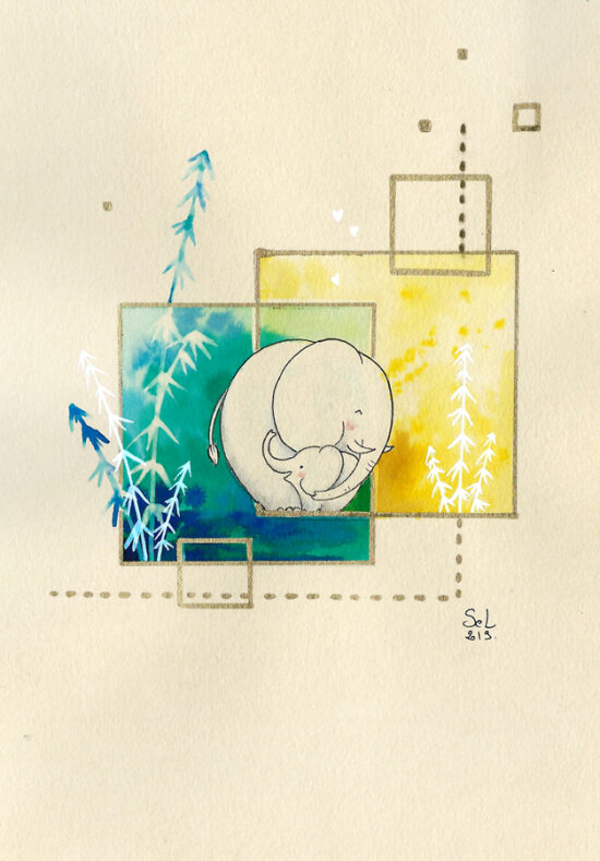 Câlin d'éléphant 2 - dessin personnel